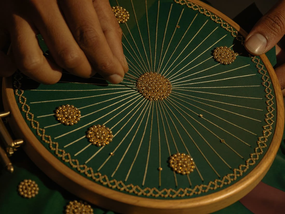 Zardozi embroidery in progress