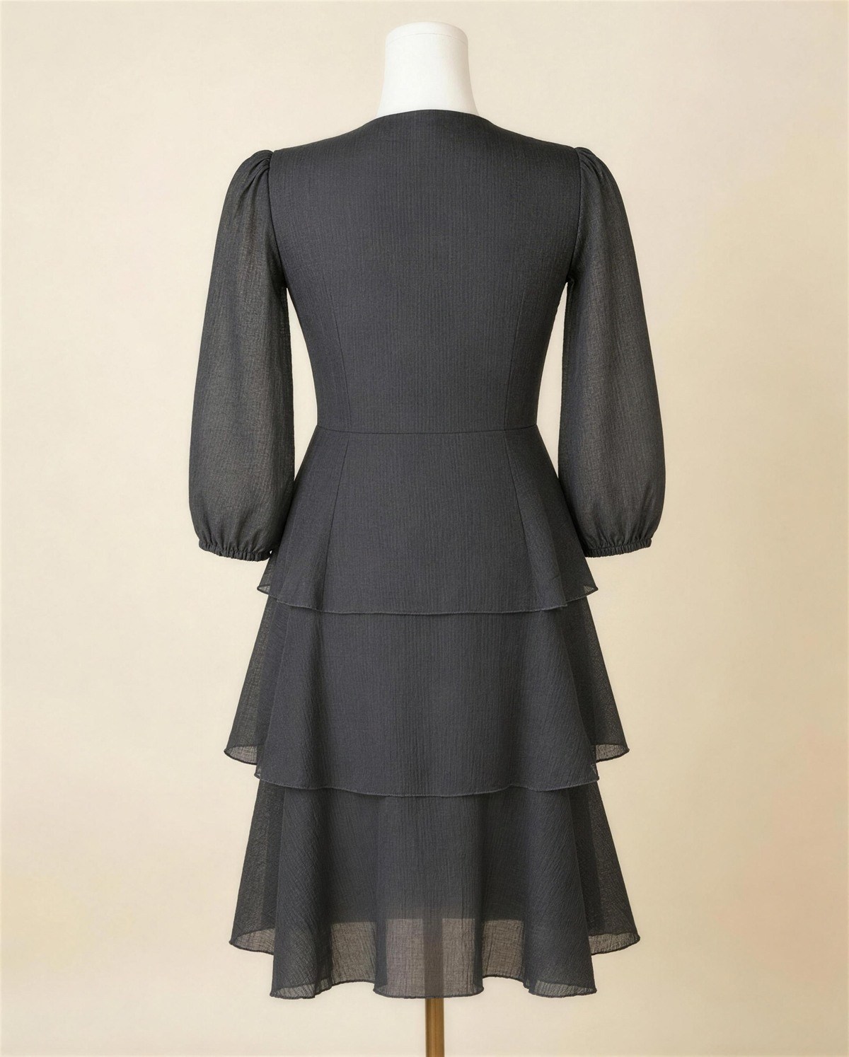 Black Layered Short Dress, Back