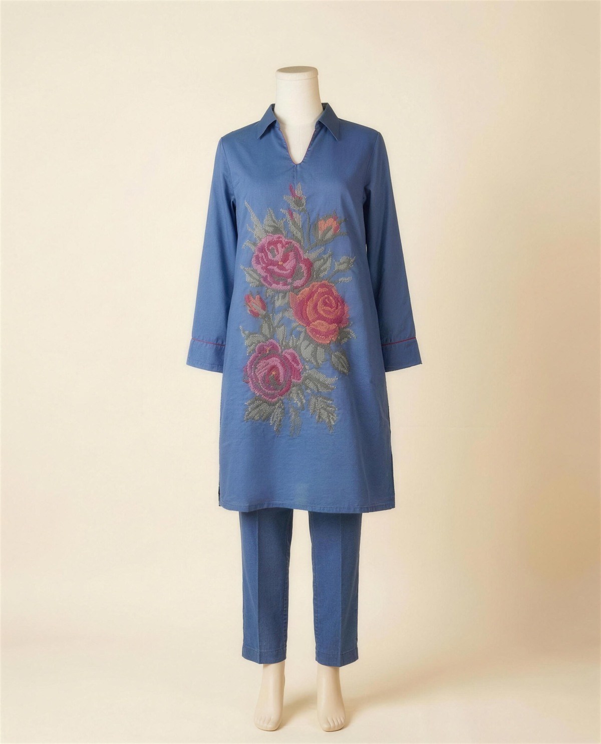 Blue Embroidered Co-Ord Set