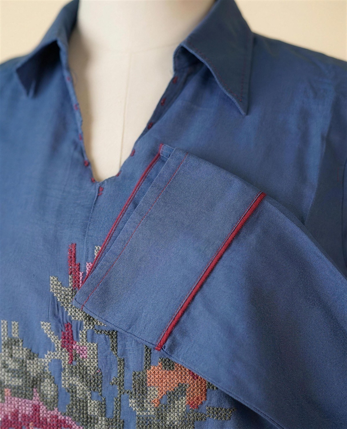 Blue Embroidered Co-Ord Set, Detail