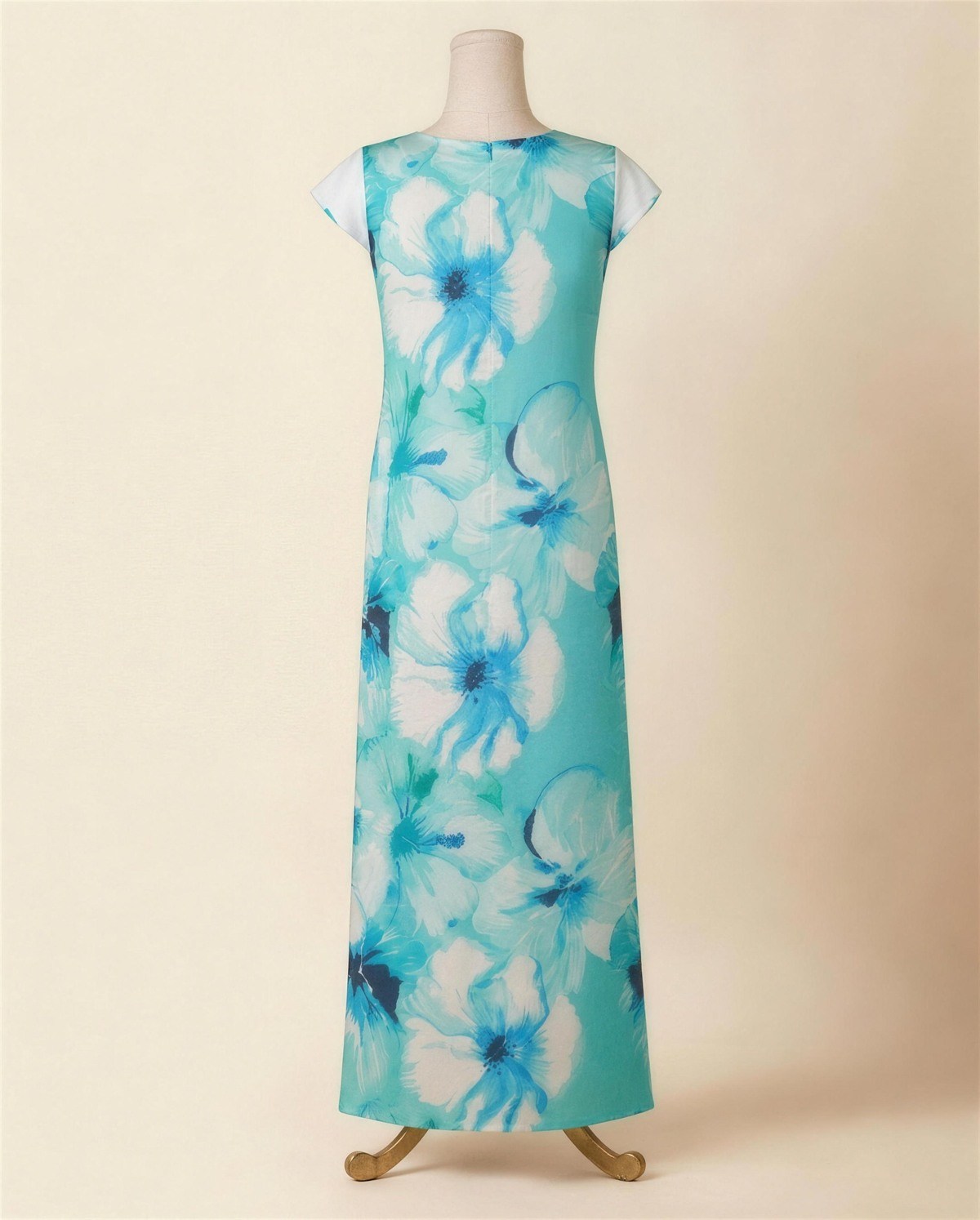 Blue Poppy Shift Dress, Back