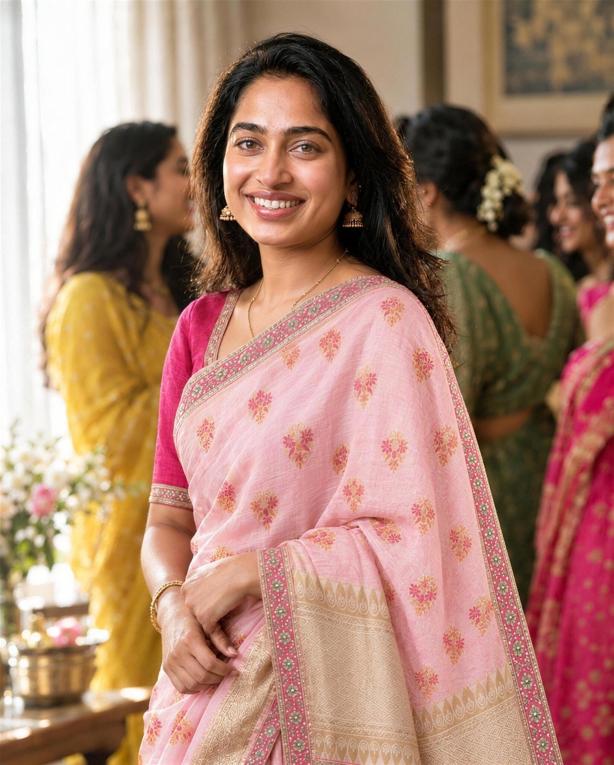 Blush Tissue Pallu Saree, Styled