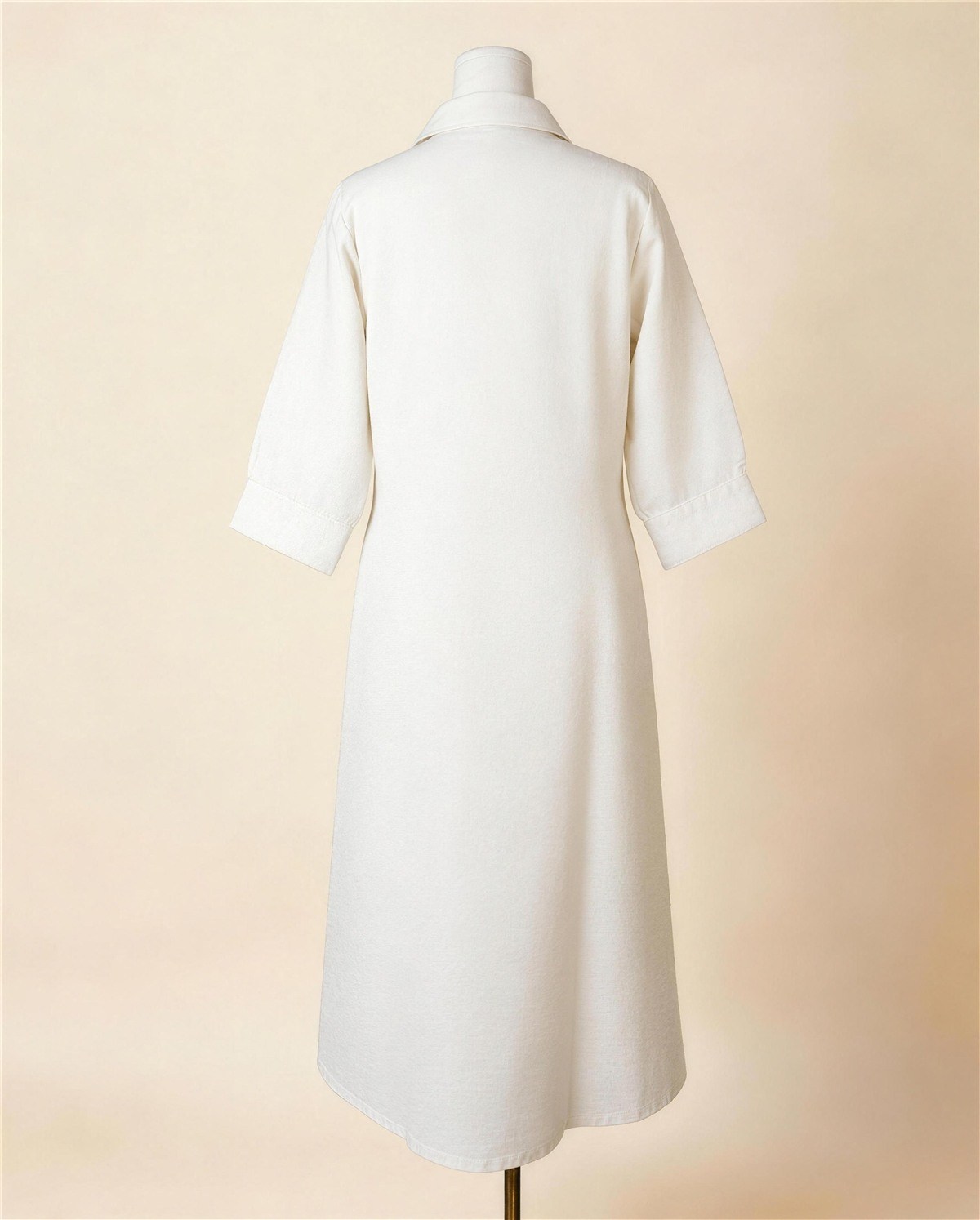 Cotton Ivory A-Line Dress, Back