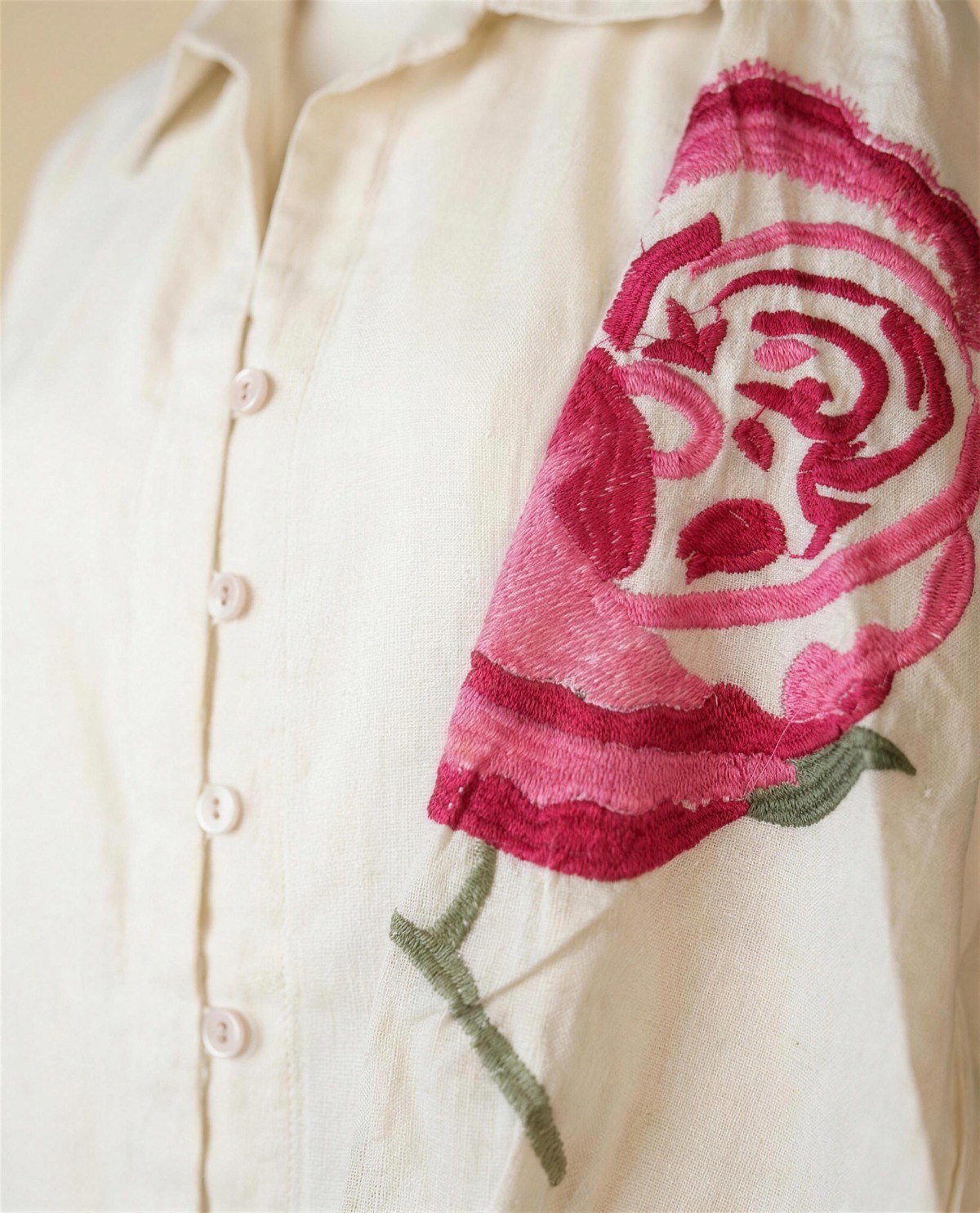 Cotton Ivory A-Line Dress, Detail