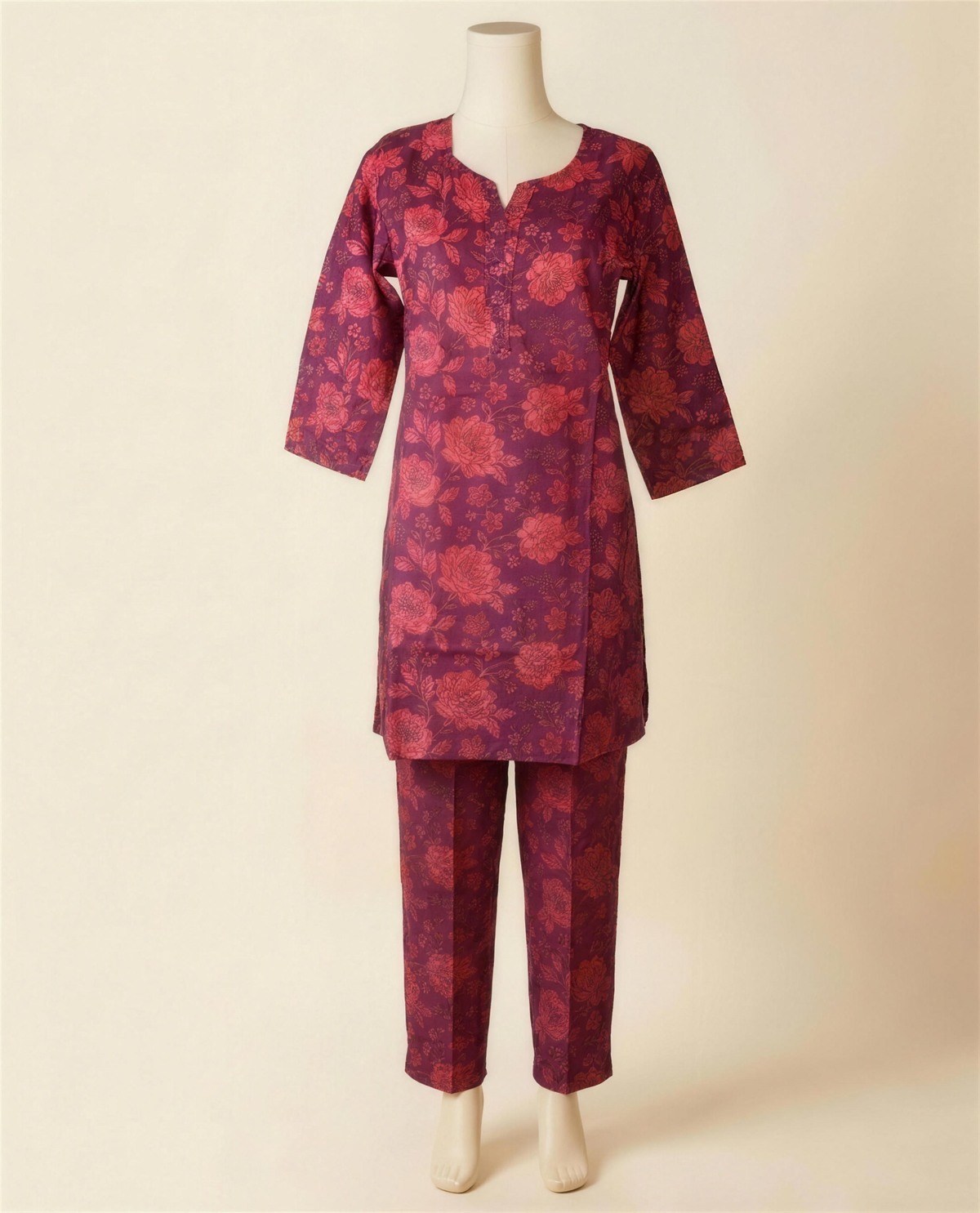 Cotton Printed Co-Ord Set - Magenta