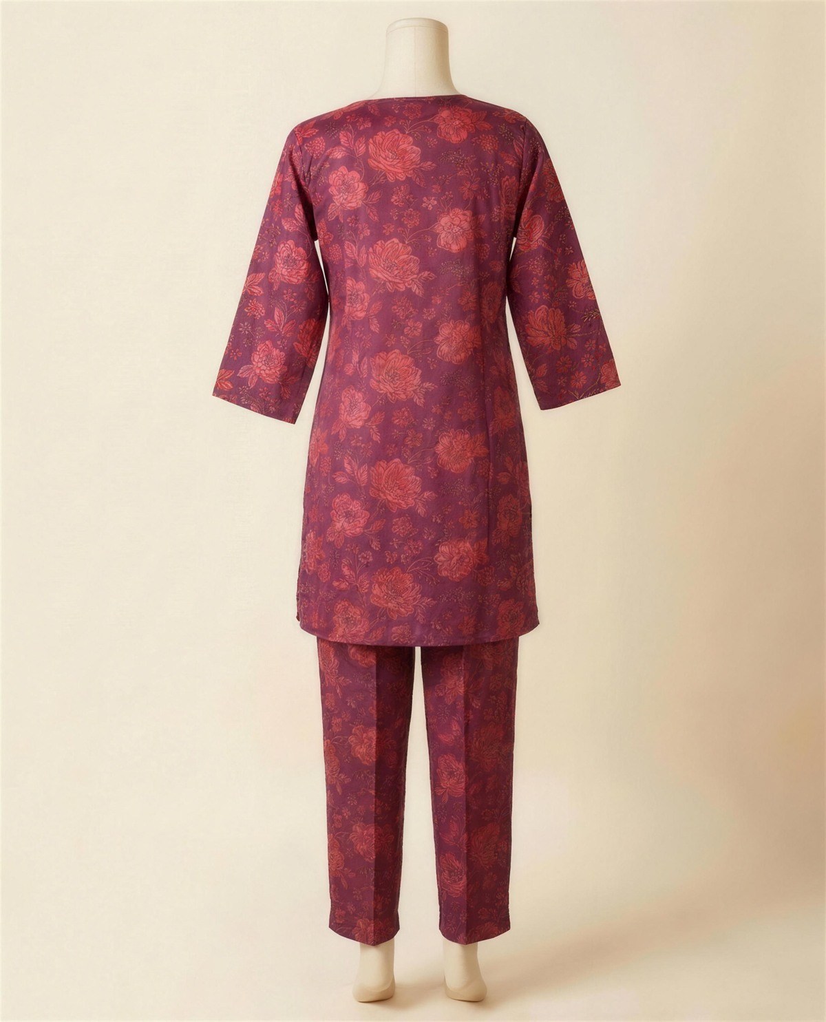 Cotton Printed Co-Ord Set - Magenta, Back