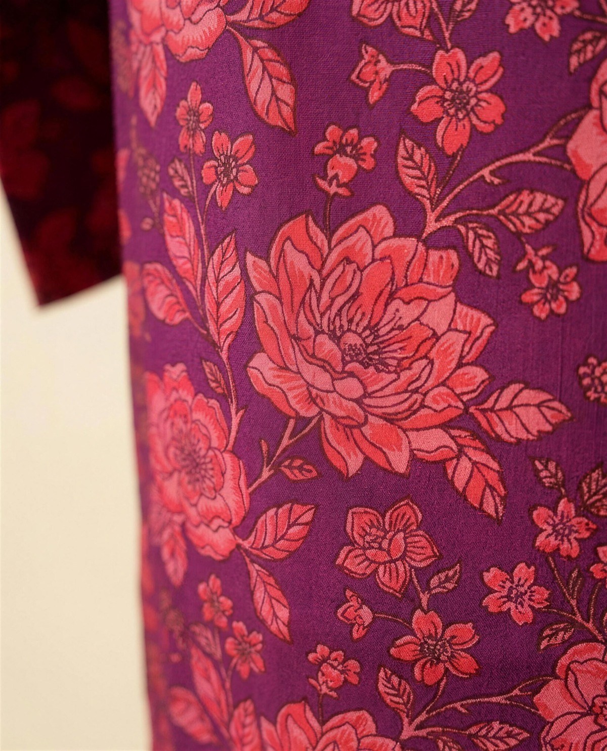 Cotton Printed Co-Ord Set - Magenta, Detail