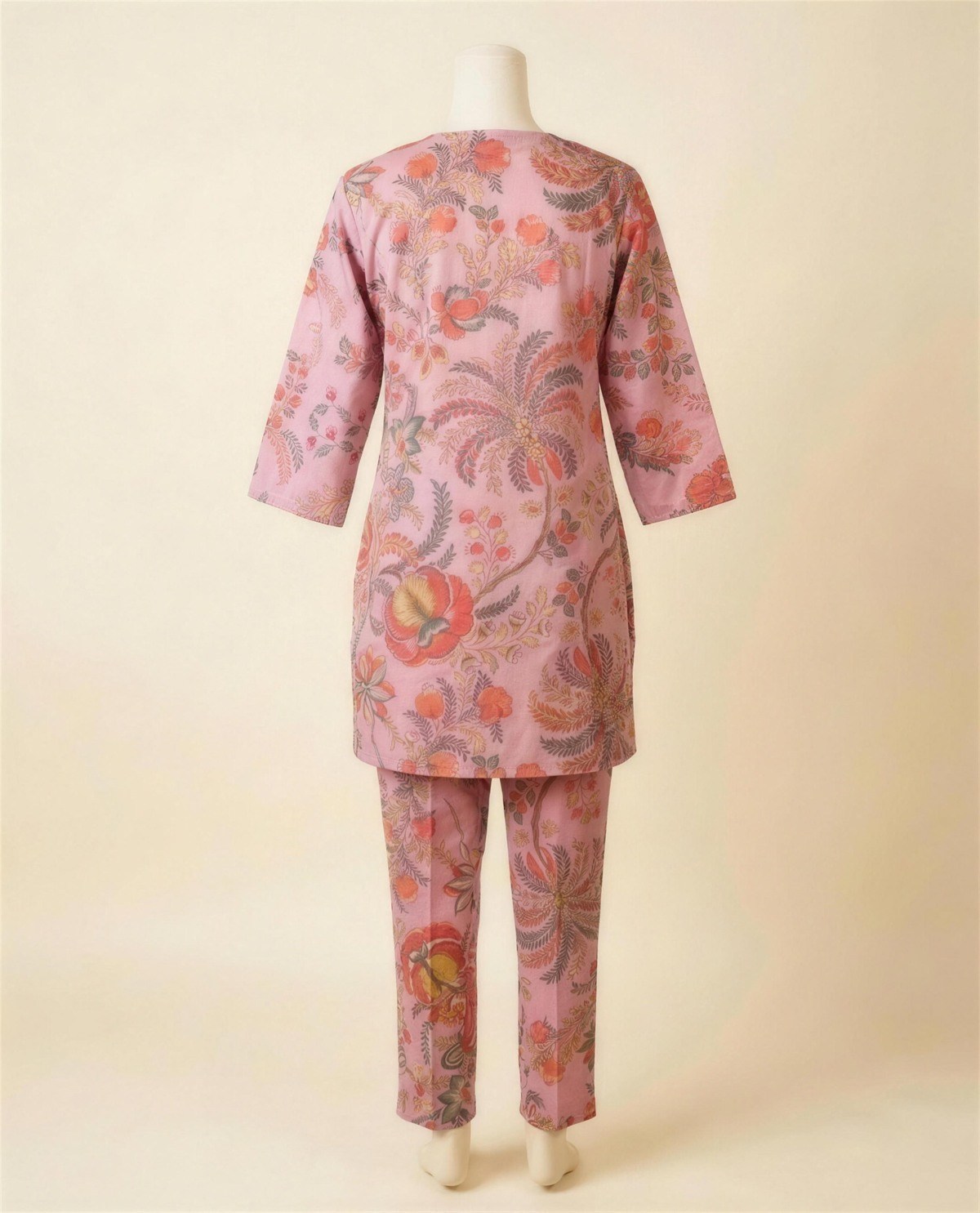 Cotton Printed Co-Ord Set - Rose, Back