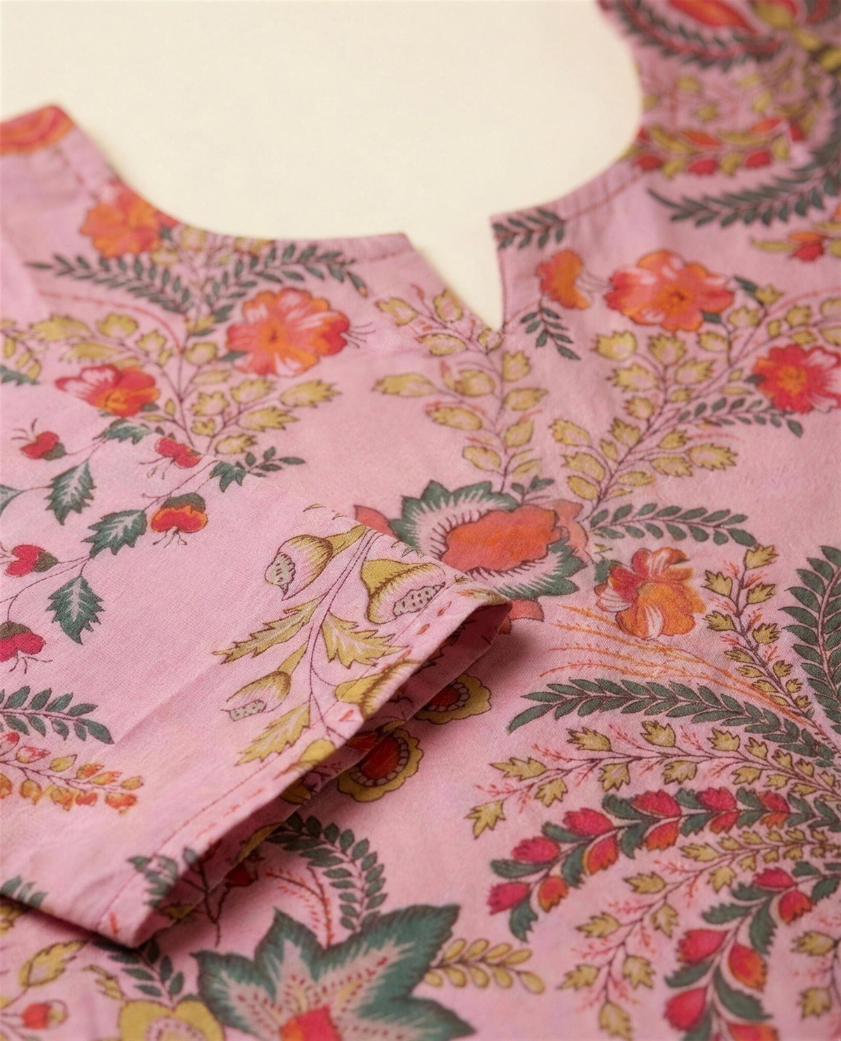 Cotton Printed Co-Ord Set - Rose, Detail