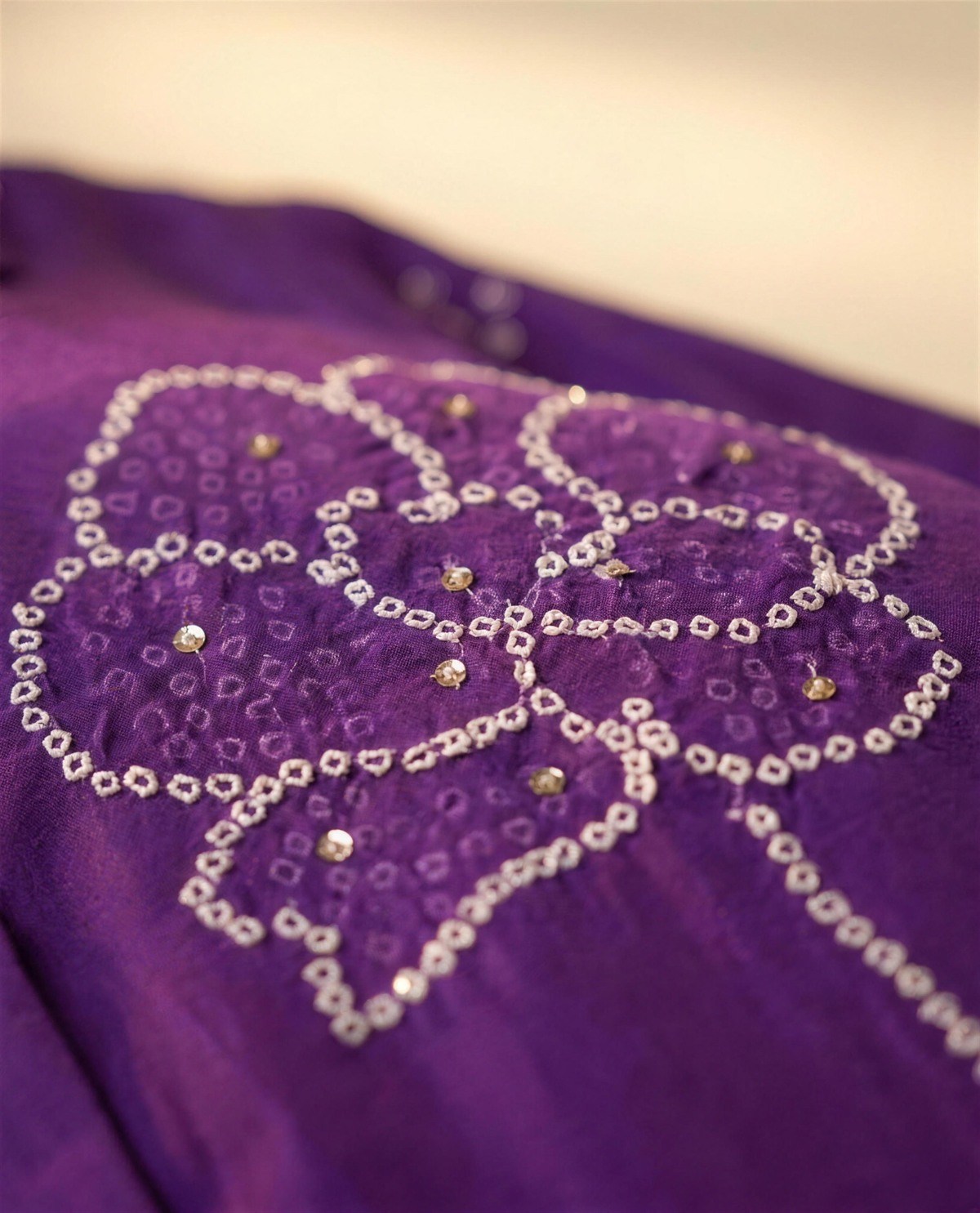 Crepe Silk Purple Co-Ord Set, Detail