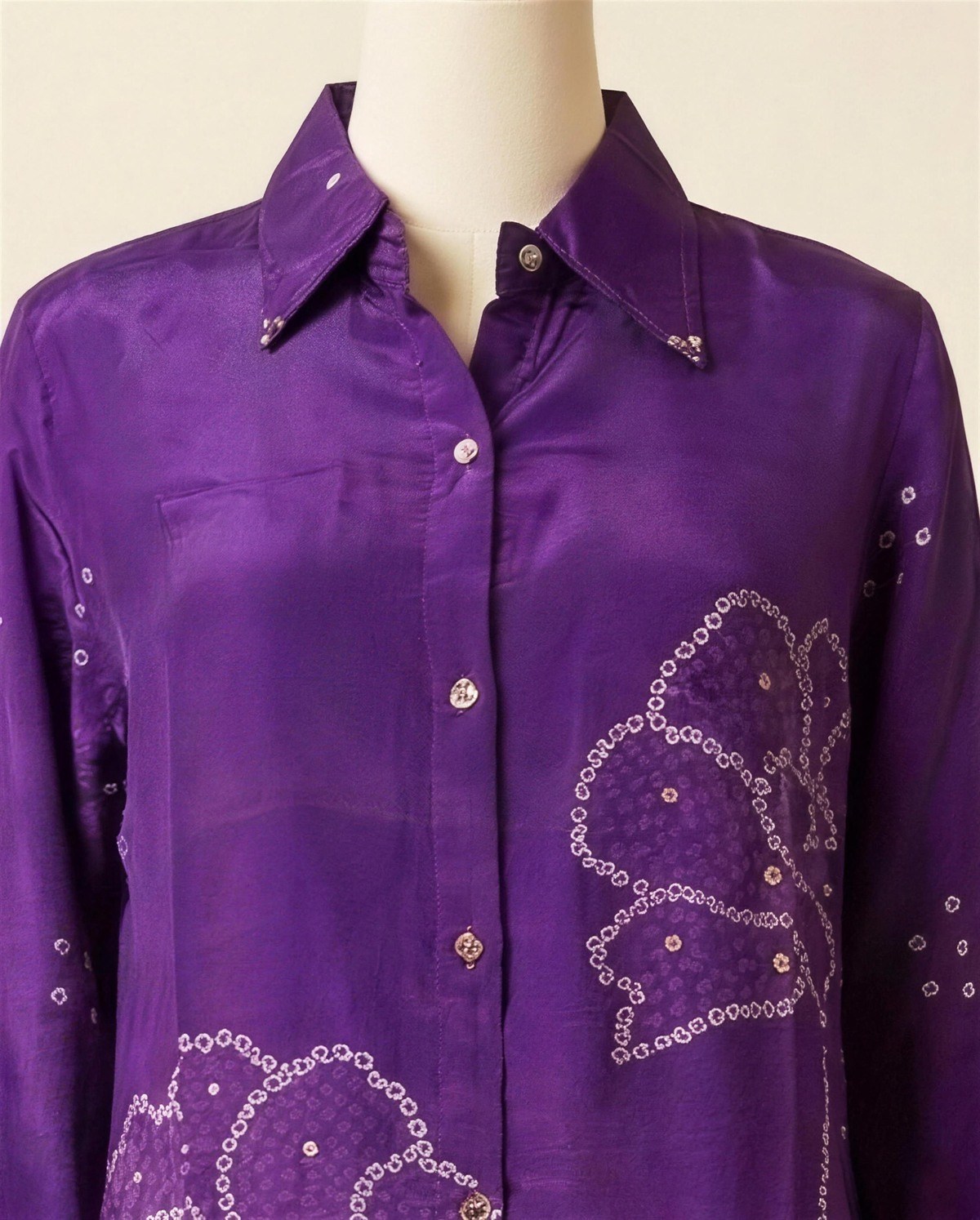 Crepe Silk Purple Co-Ord Set, Detail