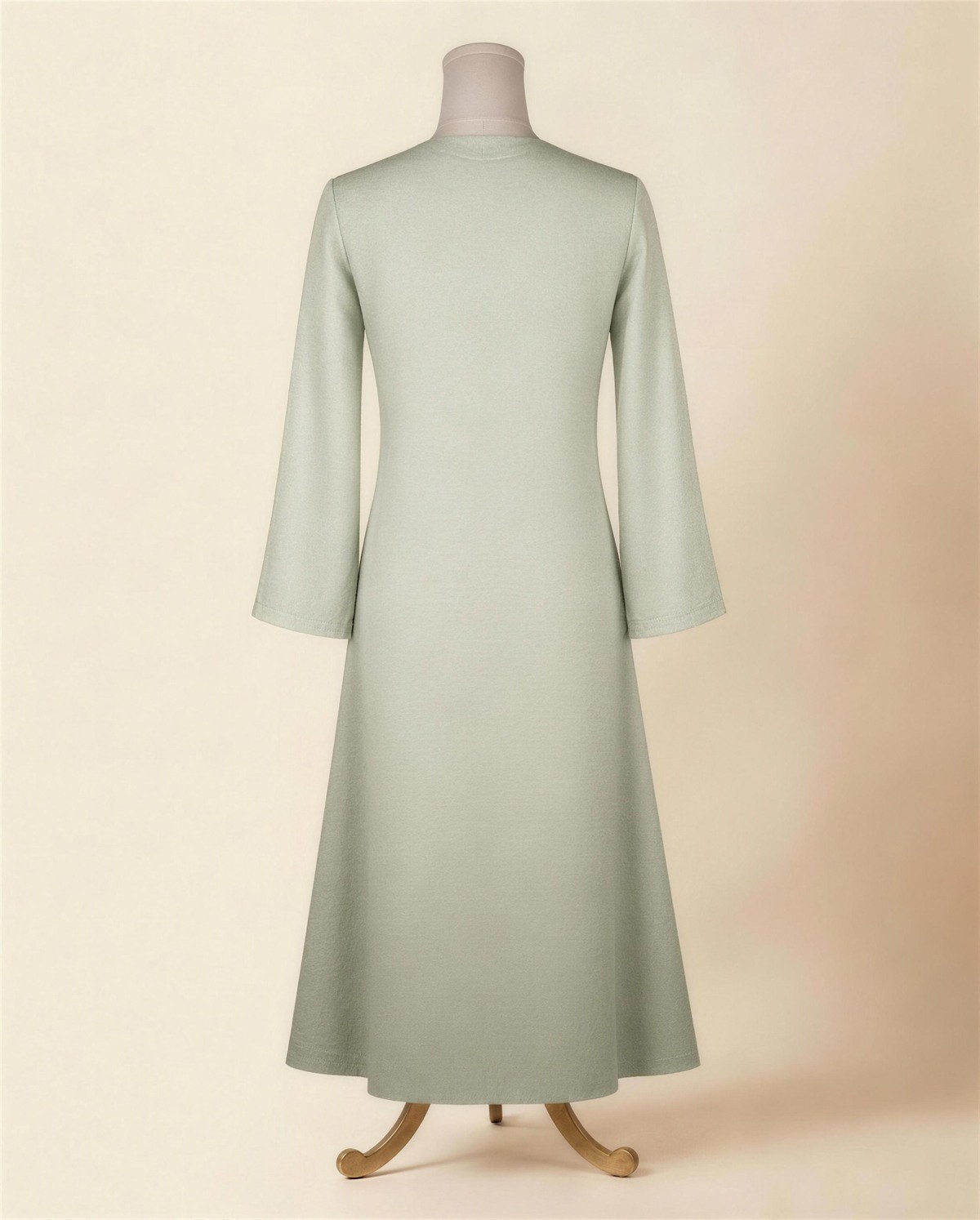 Green Embroidered A-Line Dress, Back
