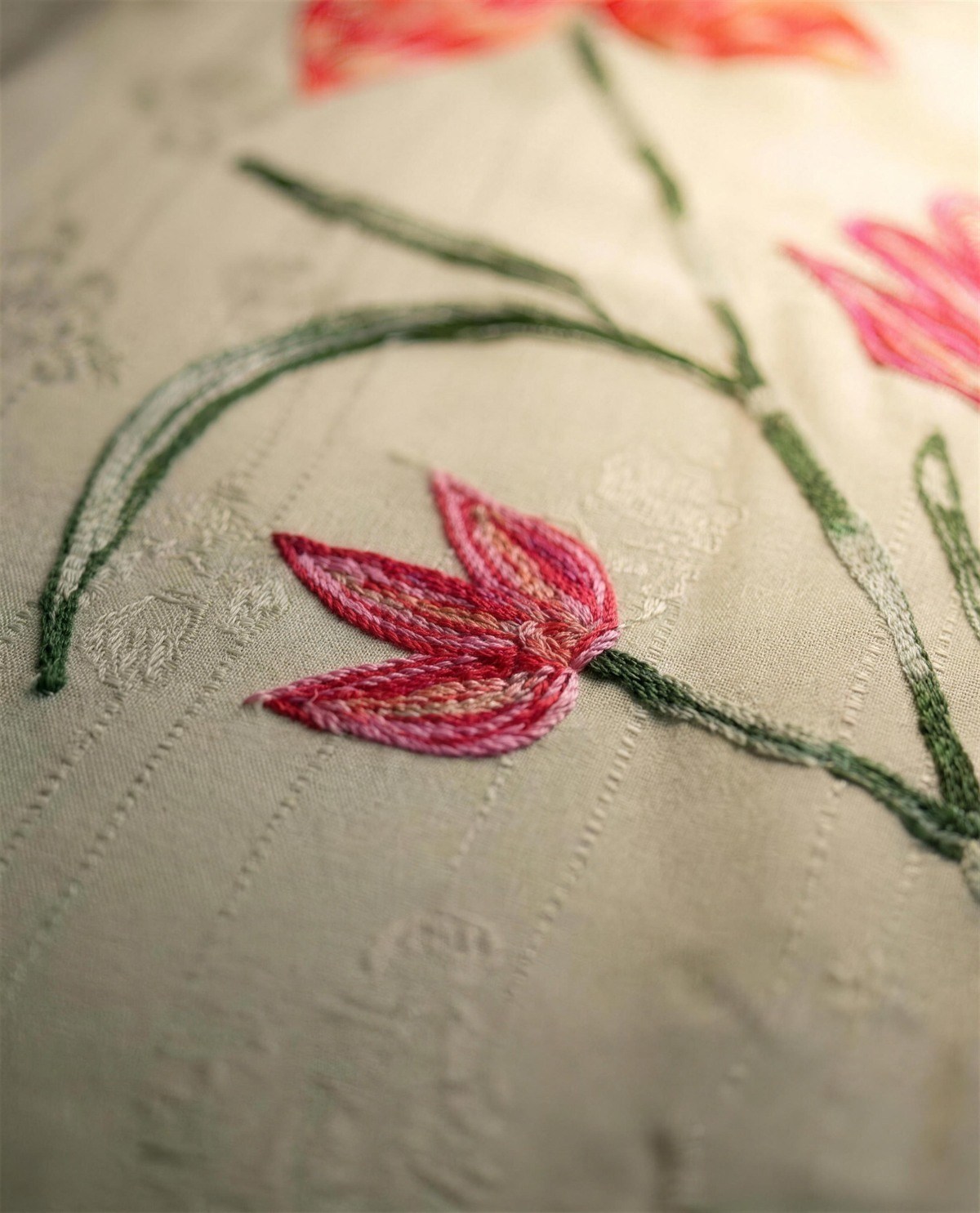Green Embroidered A-Line Dress, Detail