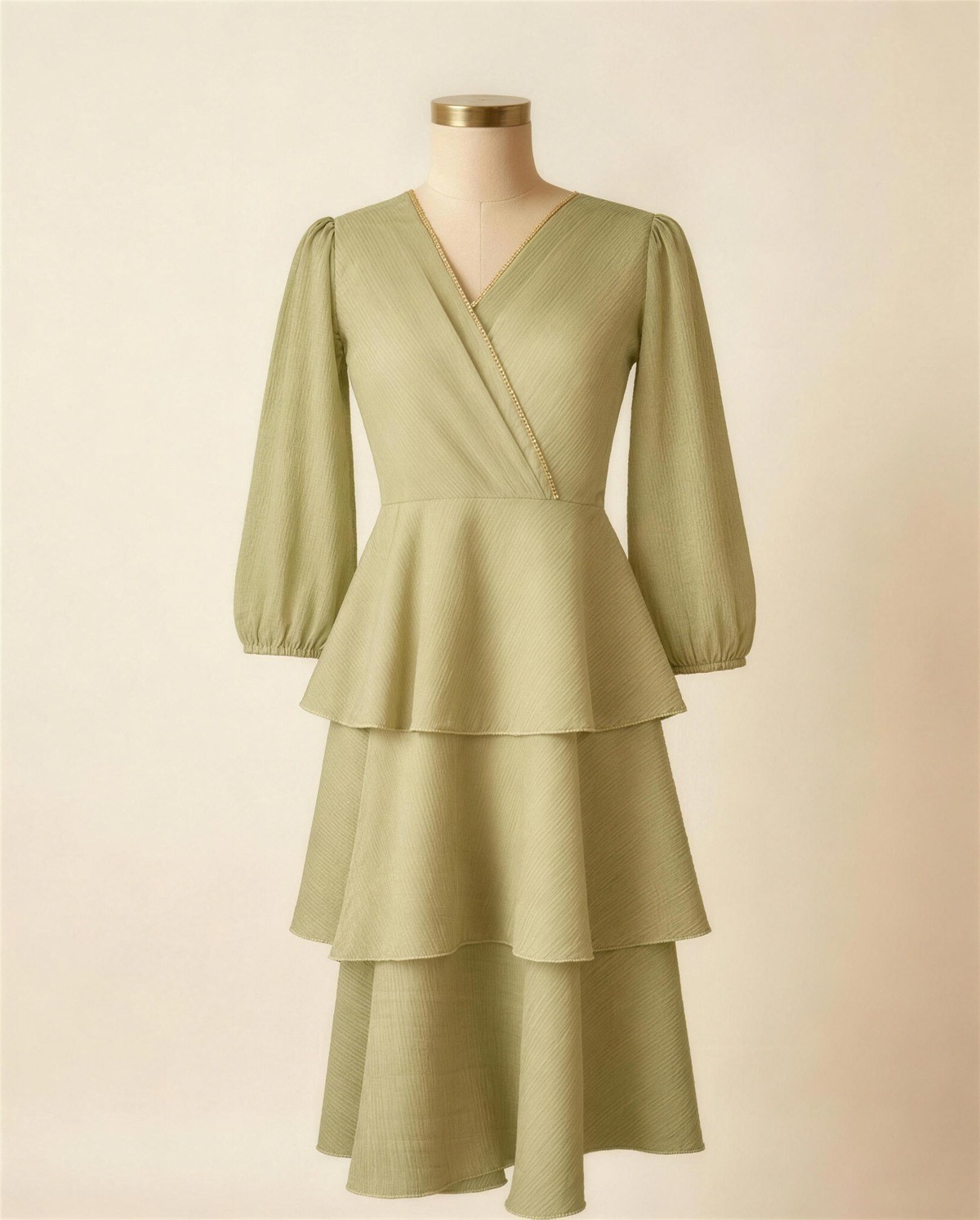 Green Layered Short Dress