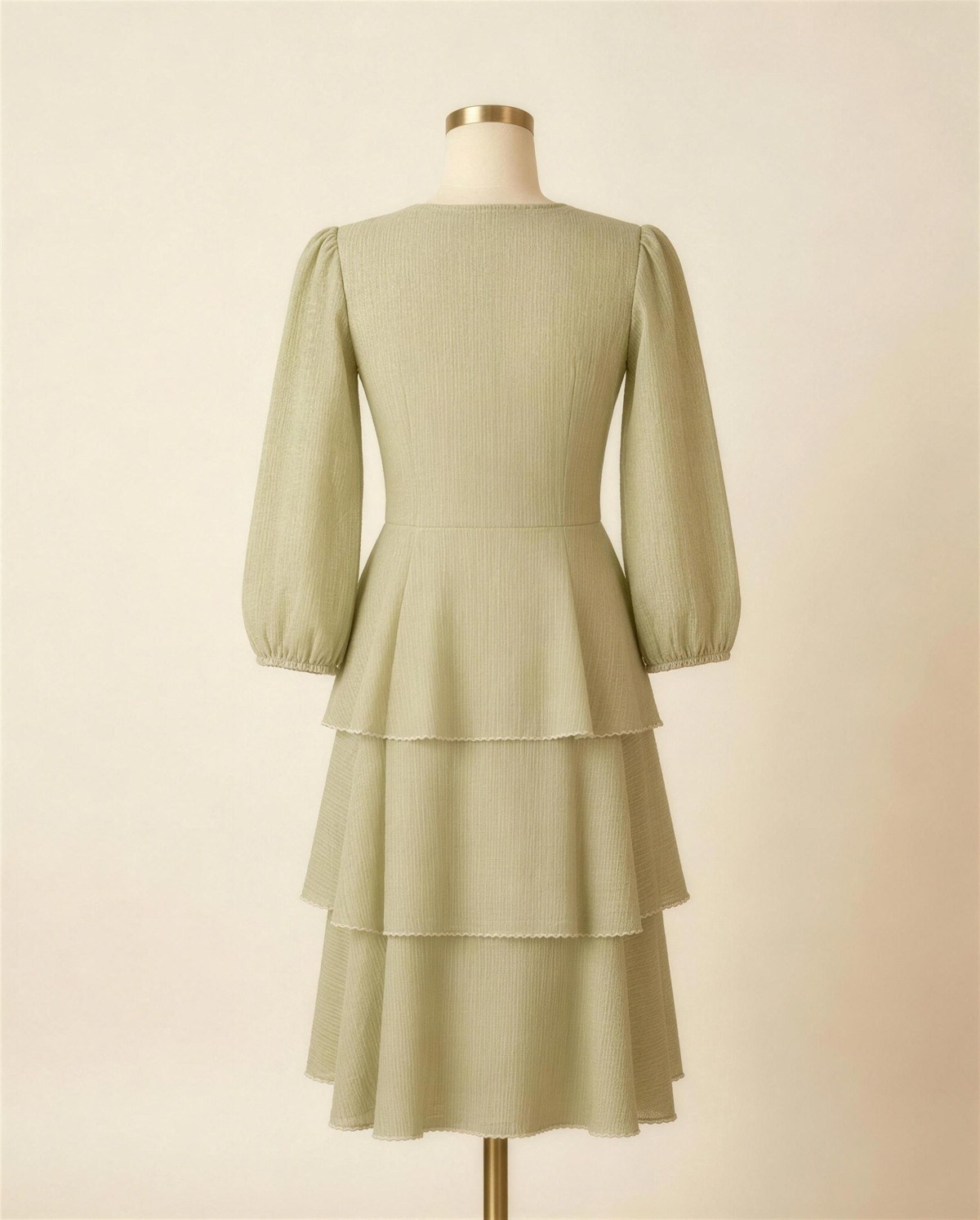 Green Layered Short Dress, Back
