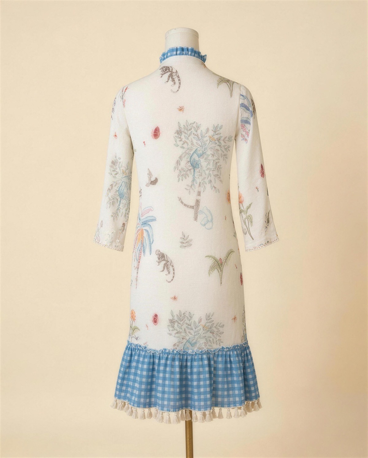 Ivory Blue Short Dress, Back