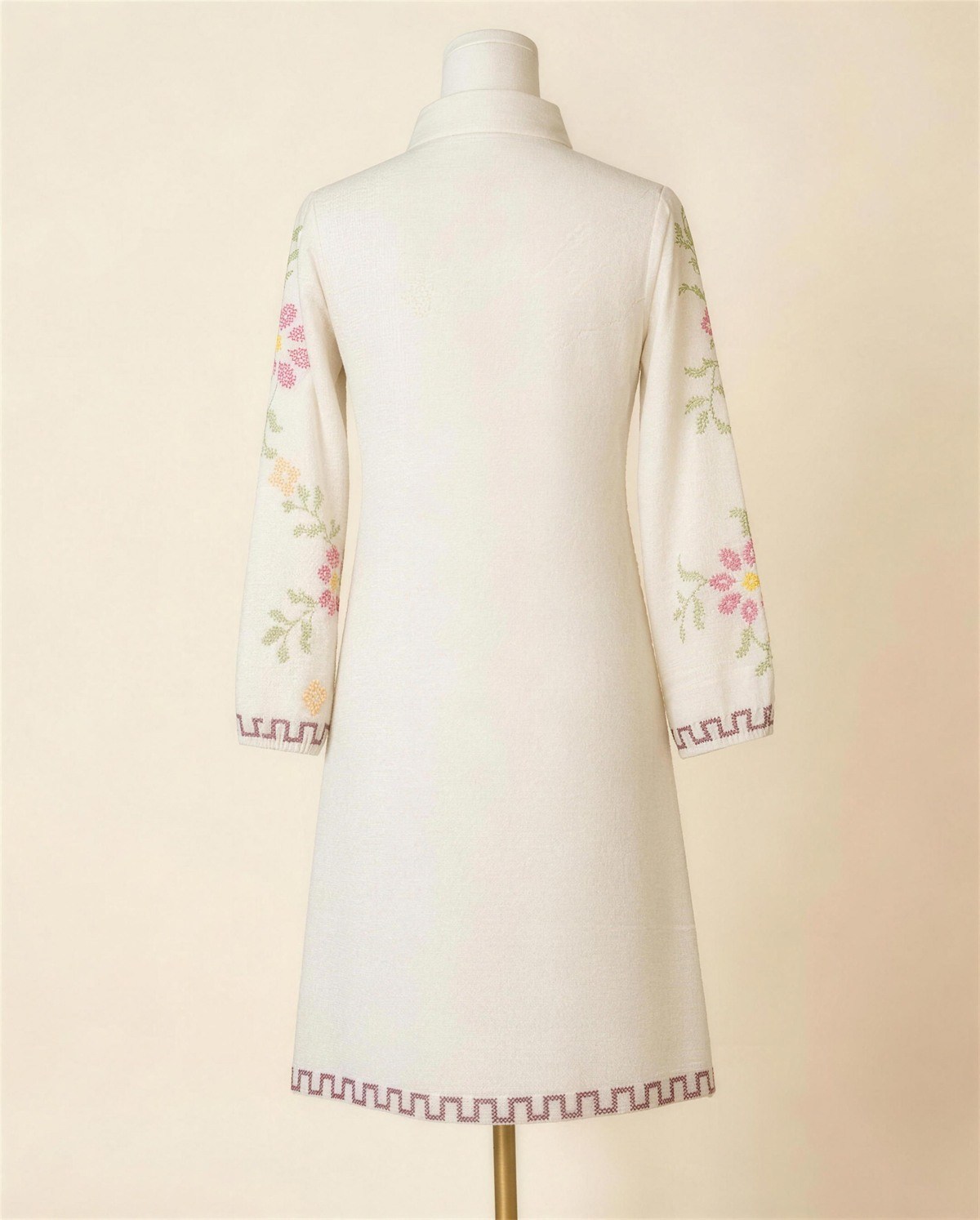 Ivory Embroidered Shirt Dress, Back