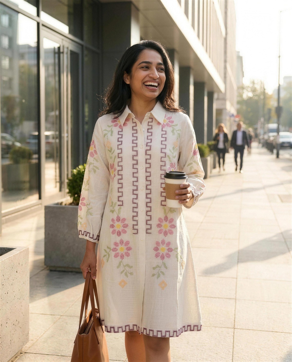 Ivory Embroidered Shirt Dress, Styled