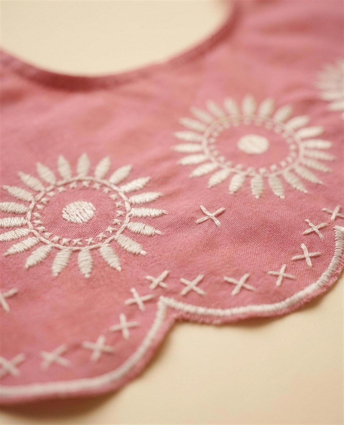 Ivory Tiered Dress with Pink Vest, Detail