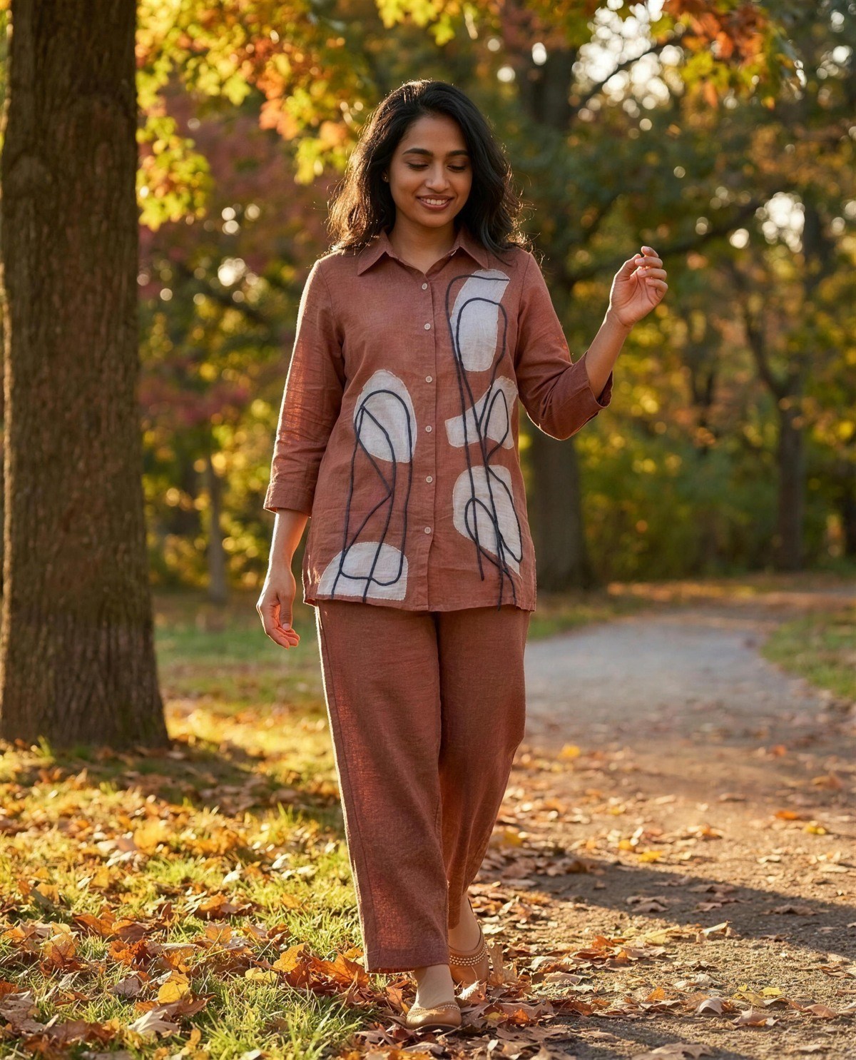 Light Brown Cotton Co-Ord Set, Styled