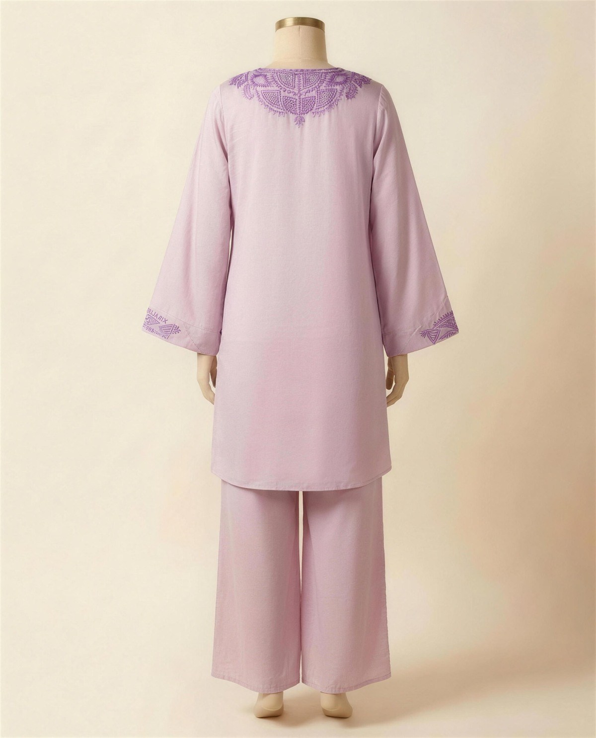 Lilac Chinnon Silk Kaftan Co-Ord Set, Back