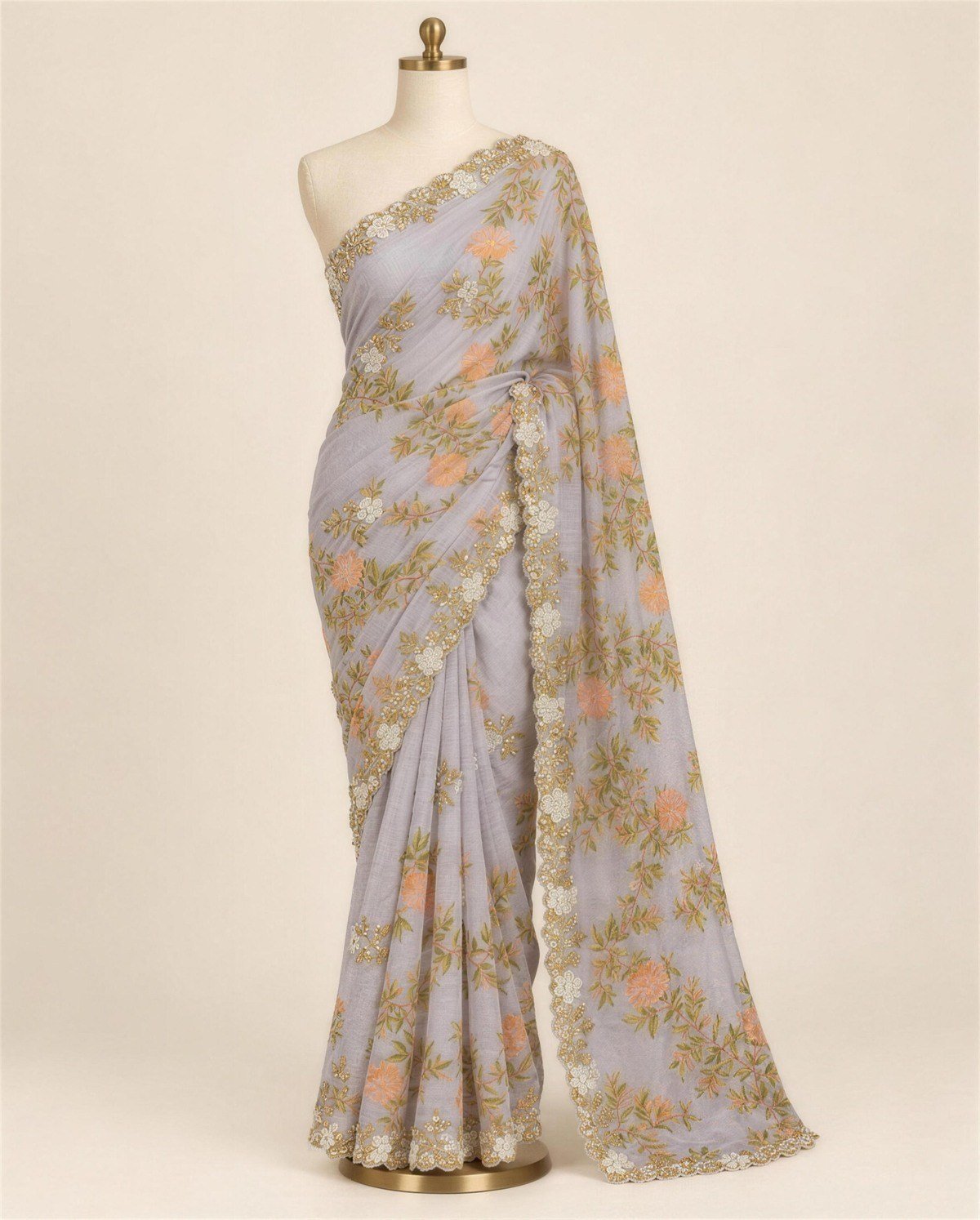 Lilac Crepe Silk Gota Saree