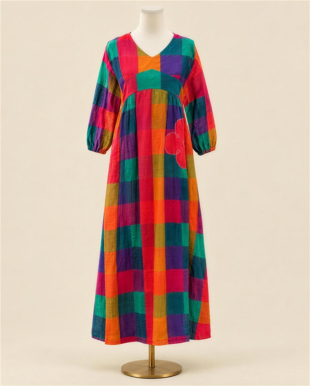 Multicoloured Empire-Waist Dress
