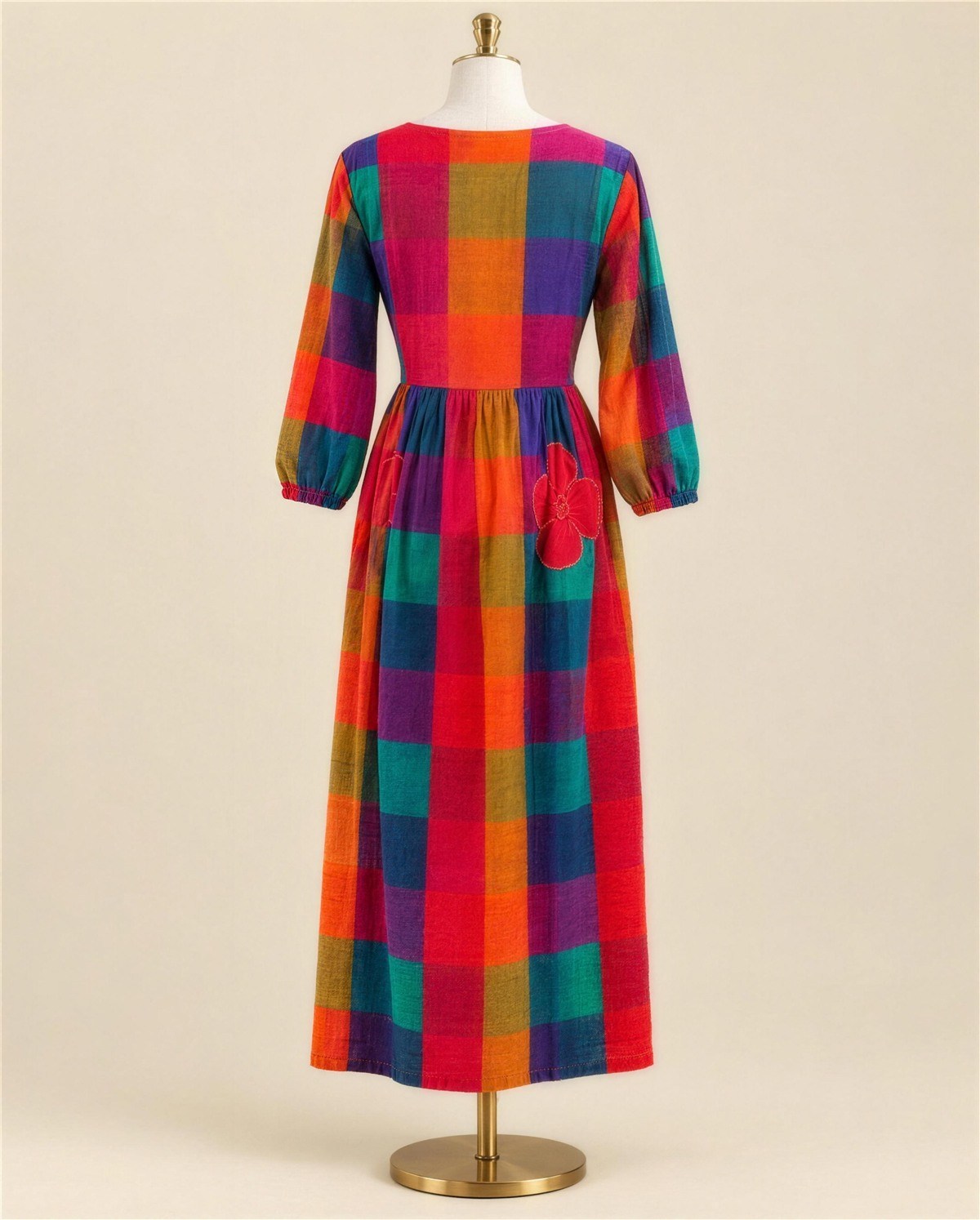 Multicoloured Empire-Waist Dress, Back