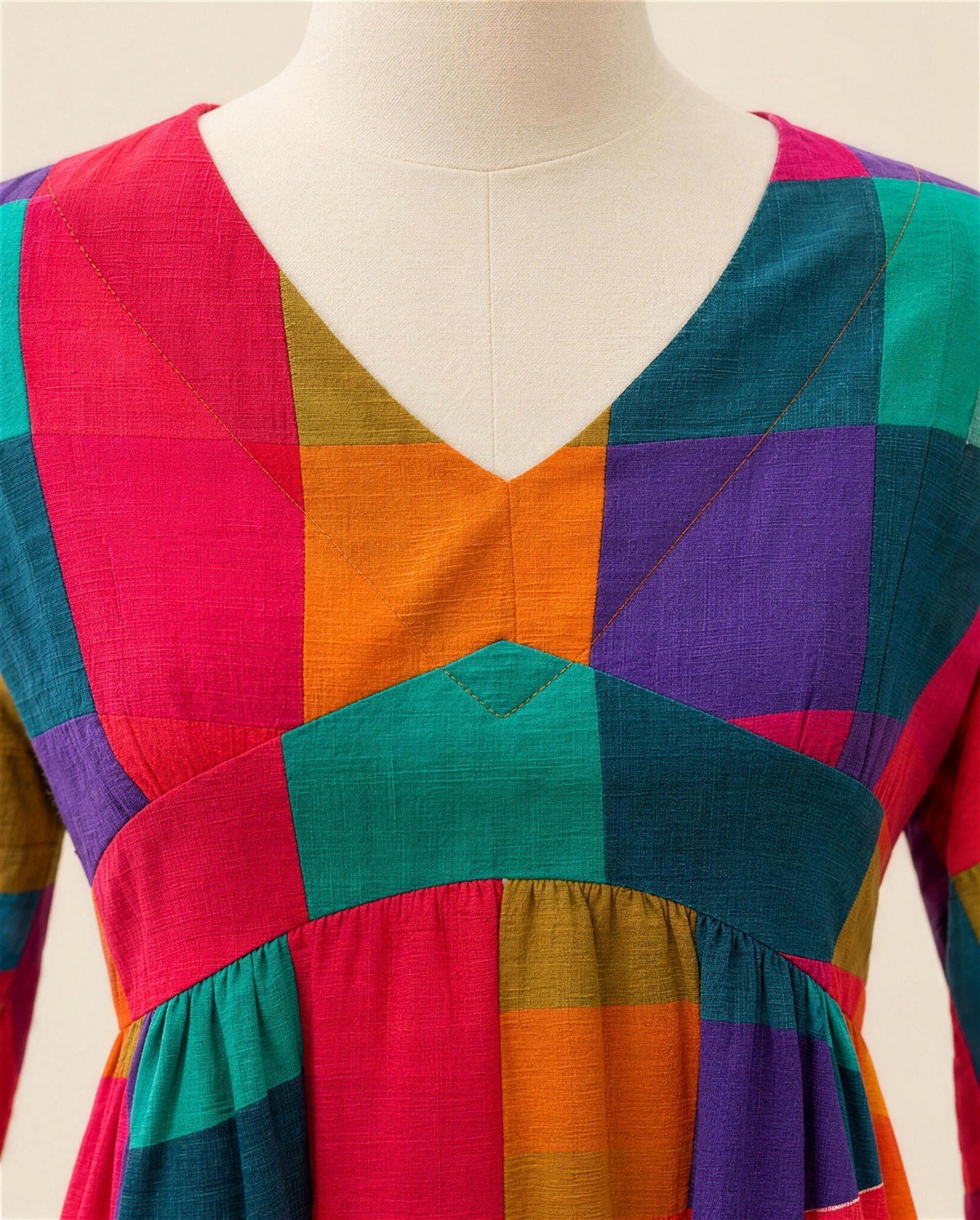 Multicoloured Empire-Waist Dress, Detail
