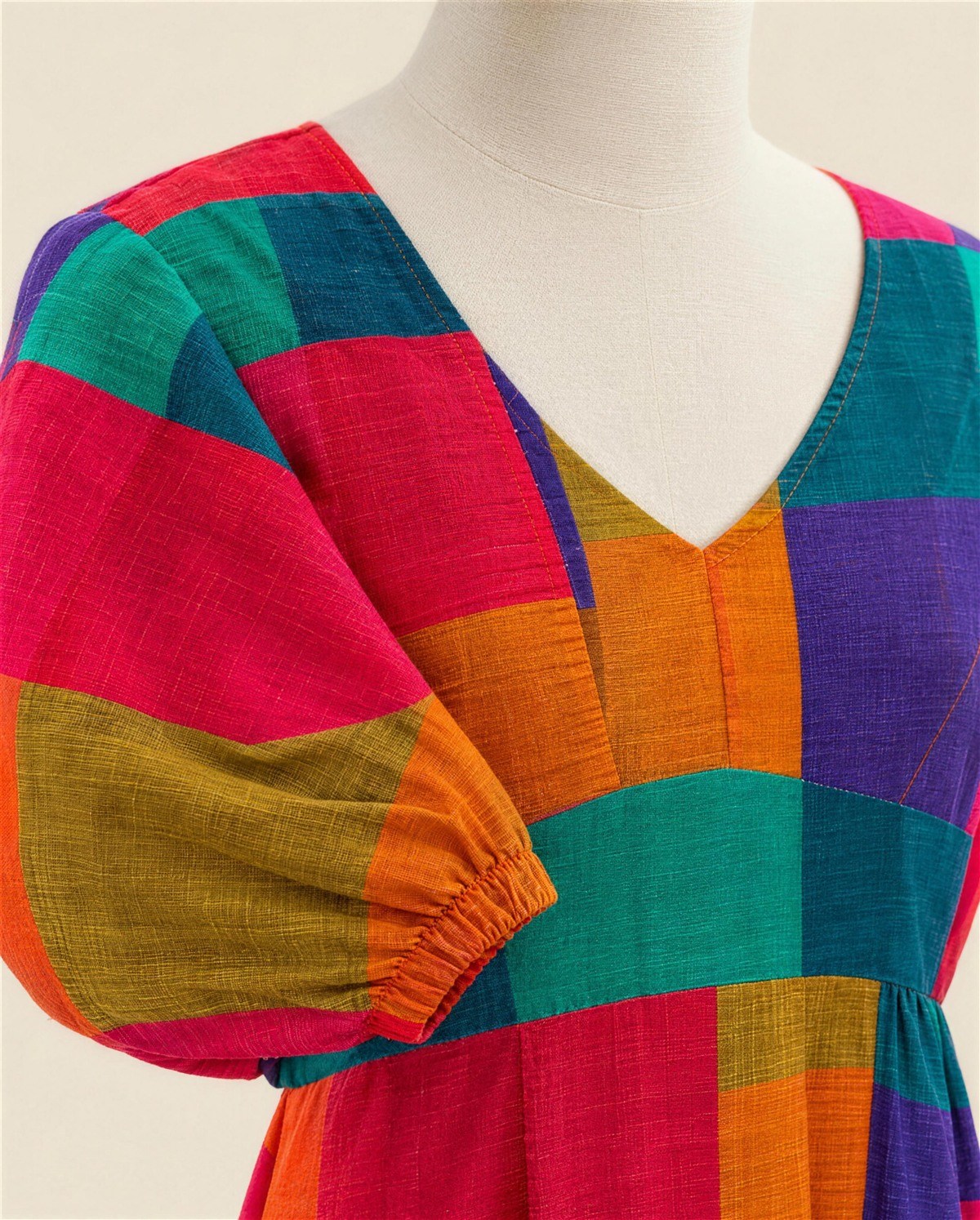 Multicoloured Empire-Waist Dress, Detail