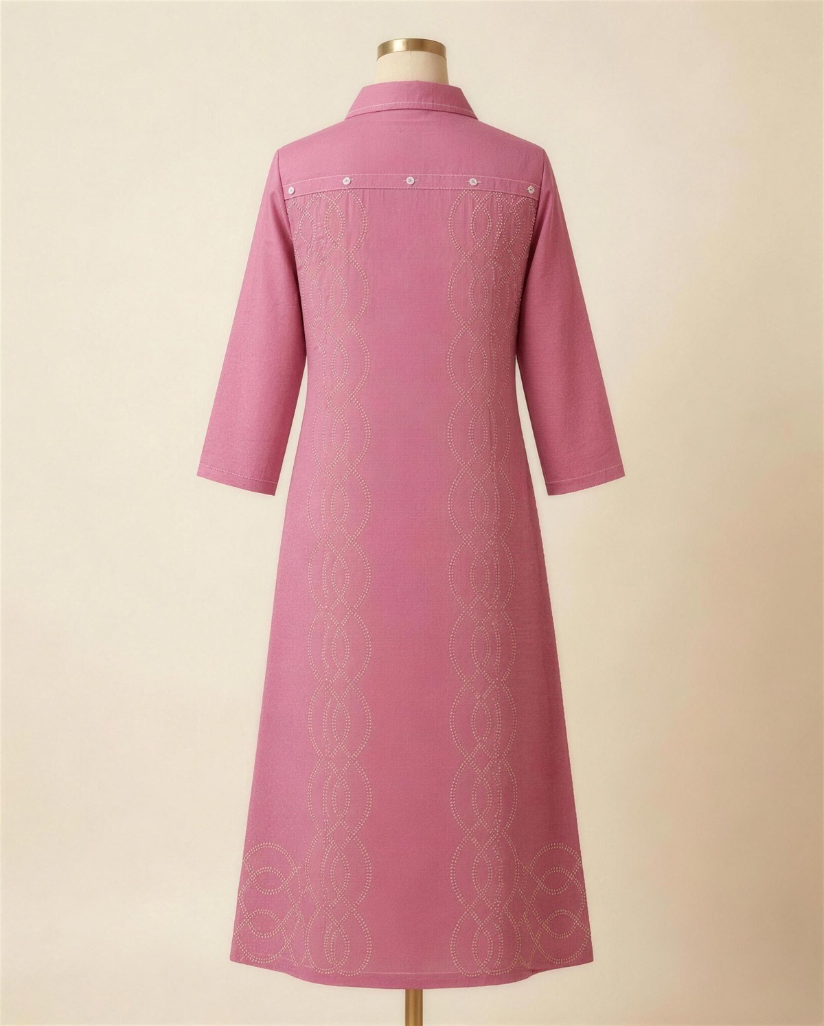 Pink Embroidered Shirt Dress, Back