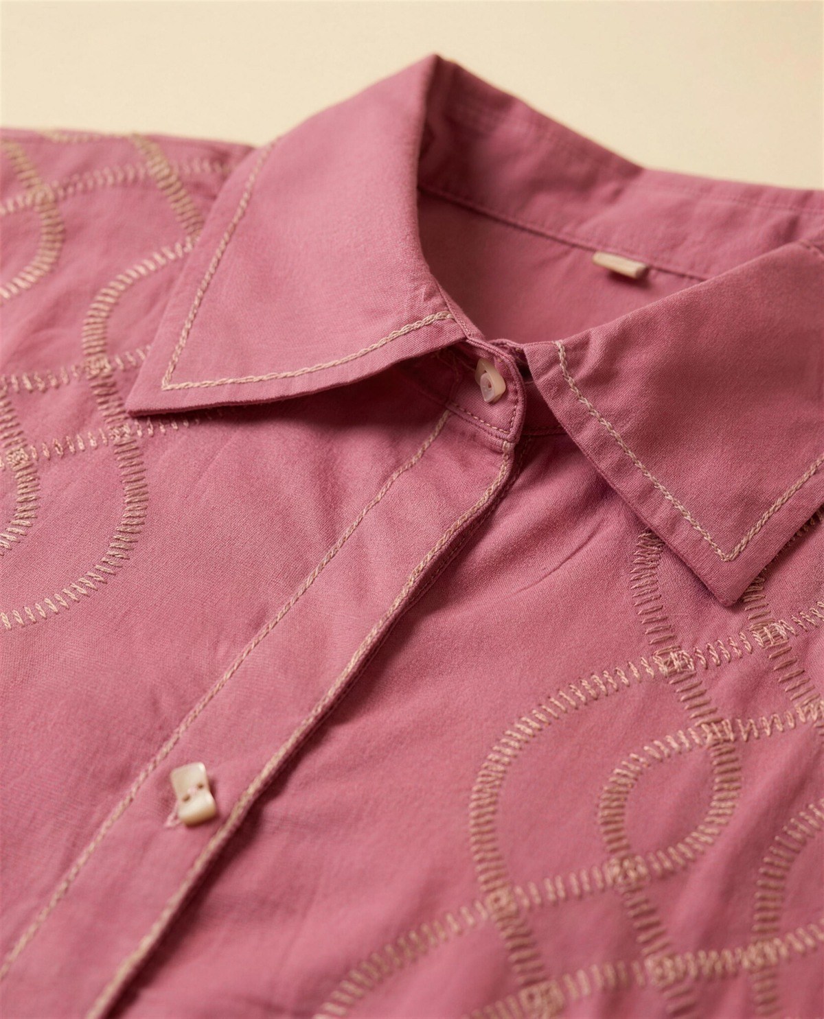 Pink Embroidered Shirt Dress, Detail