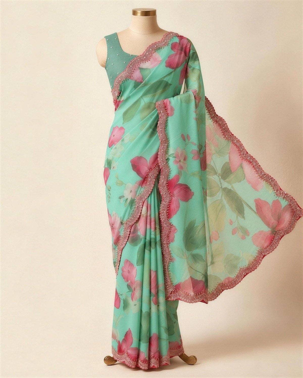 Sea Green Watercolour Saree