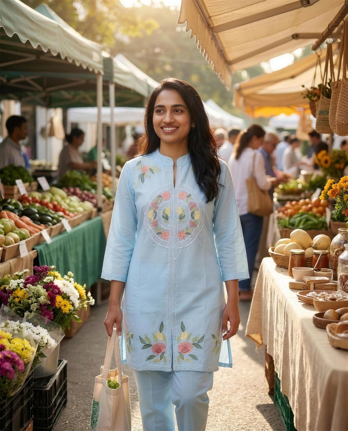 Sky Blue Cotton Co-Ord Set, Styled