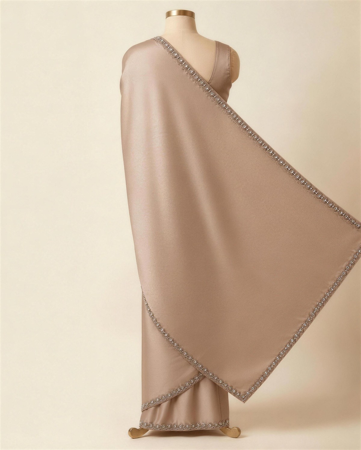 Taupe Embroidered Saree, Back