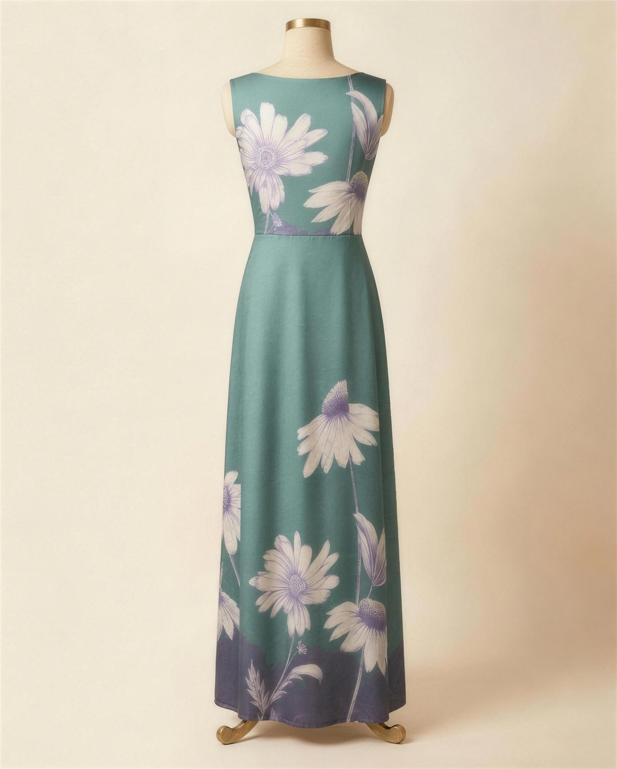 Teal Daisy Gown, Back