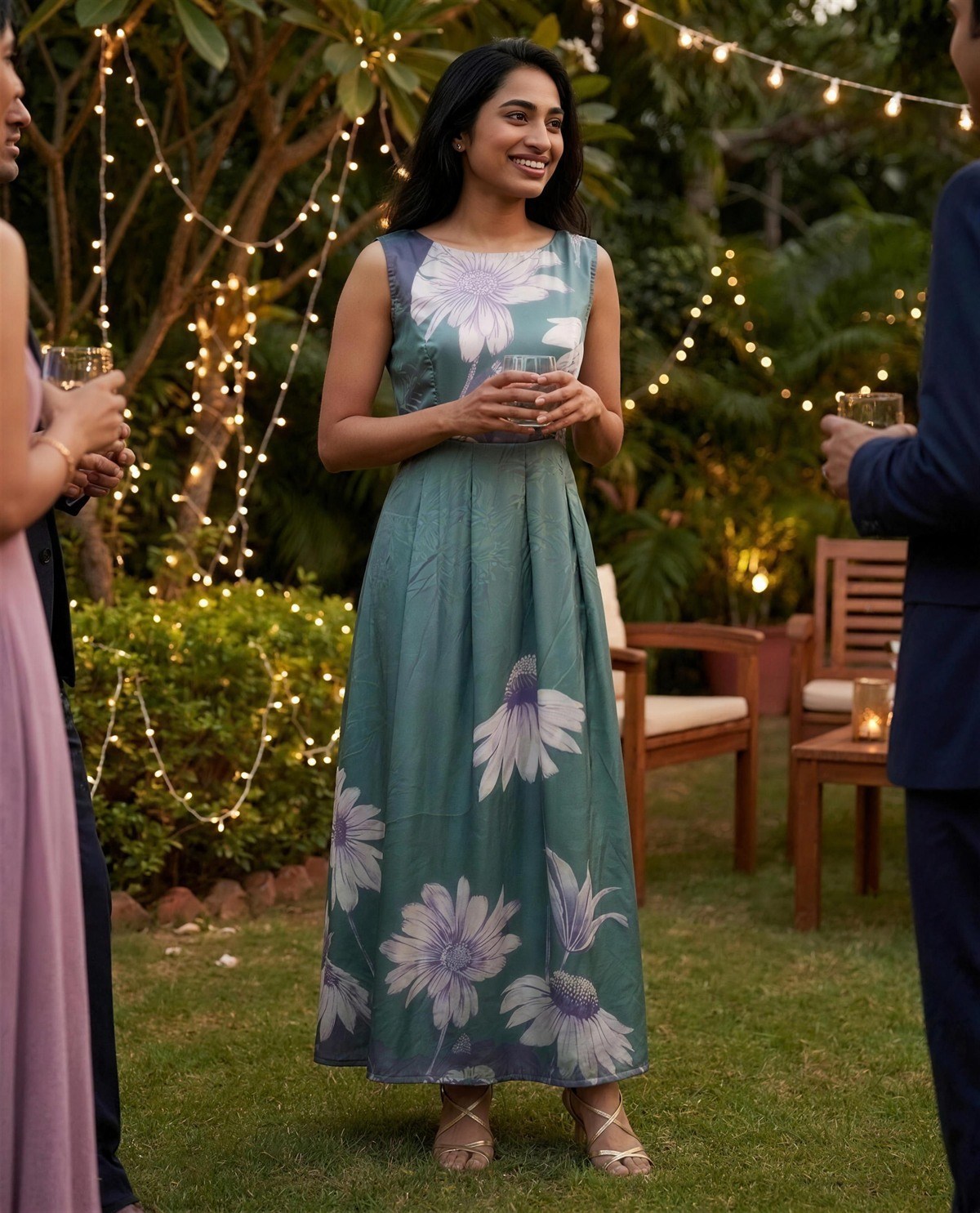 Teal Daisy Gown, Styled