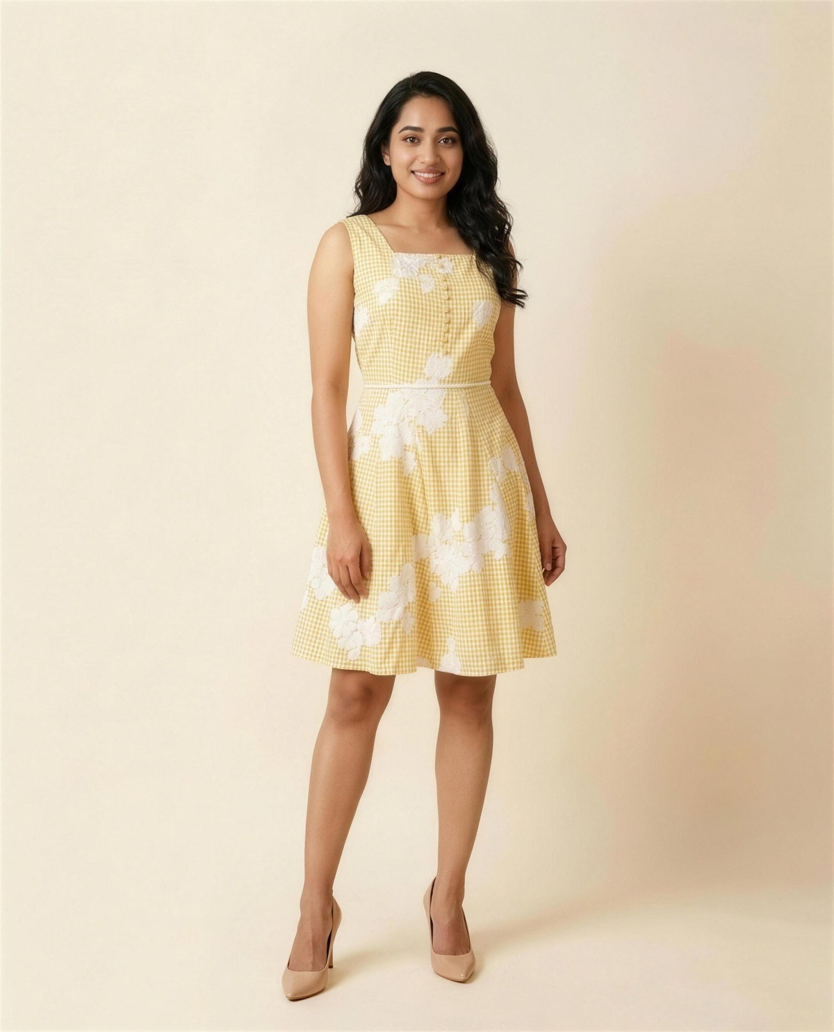 Yellow Short Dress, On model