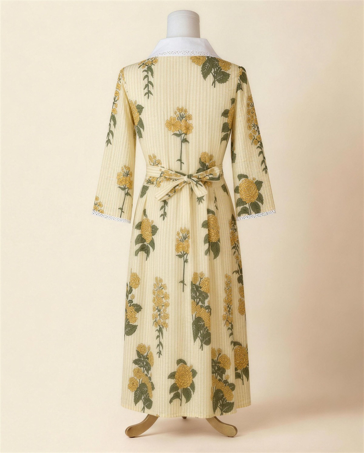 Yellow Striped Collar Dress, Back